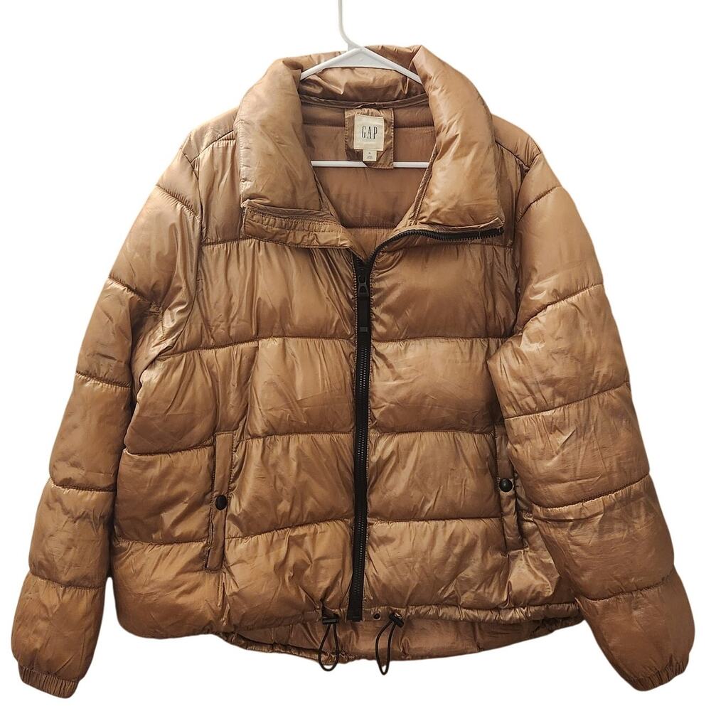 GAP Women's Metallic Brown Puffer Jacket Size M